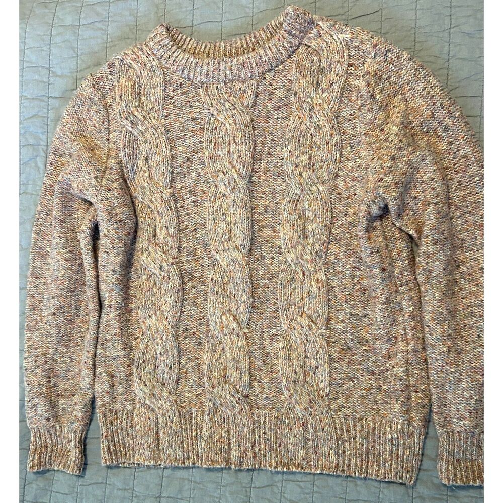 A New Day Women's multi-colored cable-knit crewneck pullover sweater Size Med
